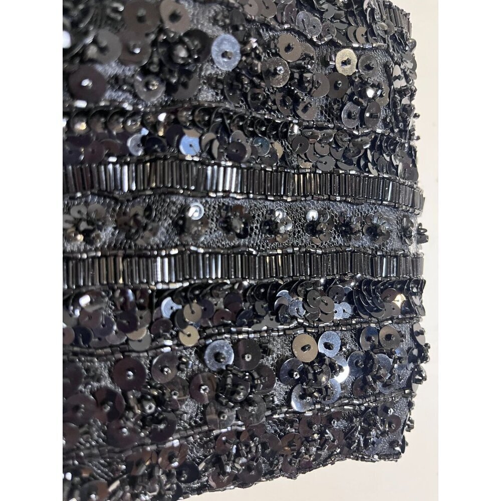 Vintage Beaded Sequin Top XS Black Retro Classic Glam Chic Shiny Resort Preppy - Picture 5 of 10